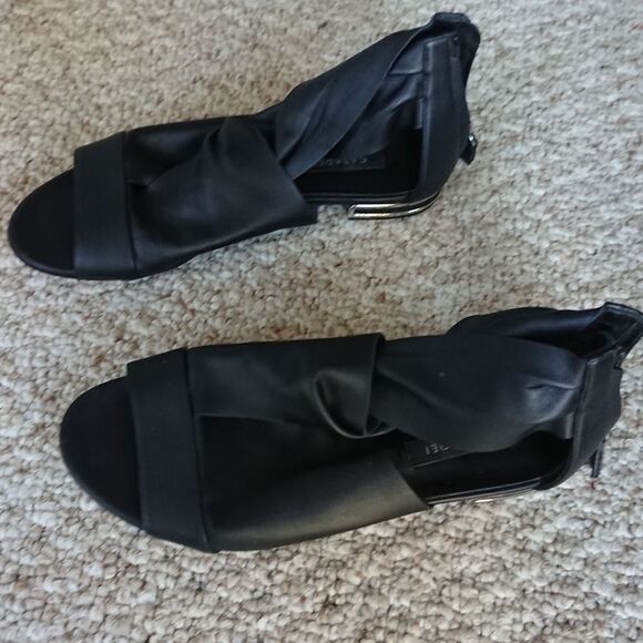 Casadei Black Twist Open Toe sandals Size 7.5 - Picture 1 of 12